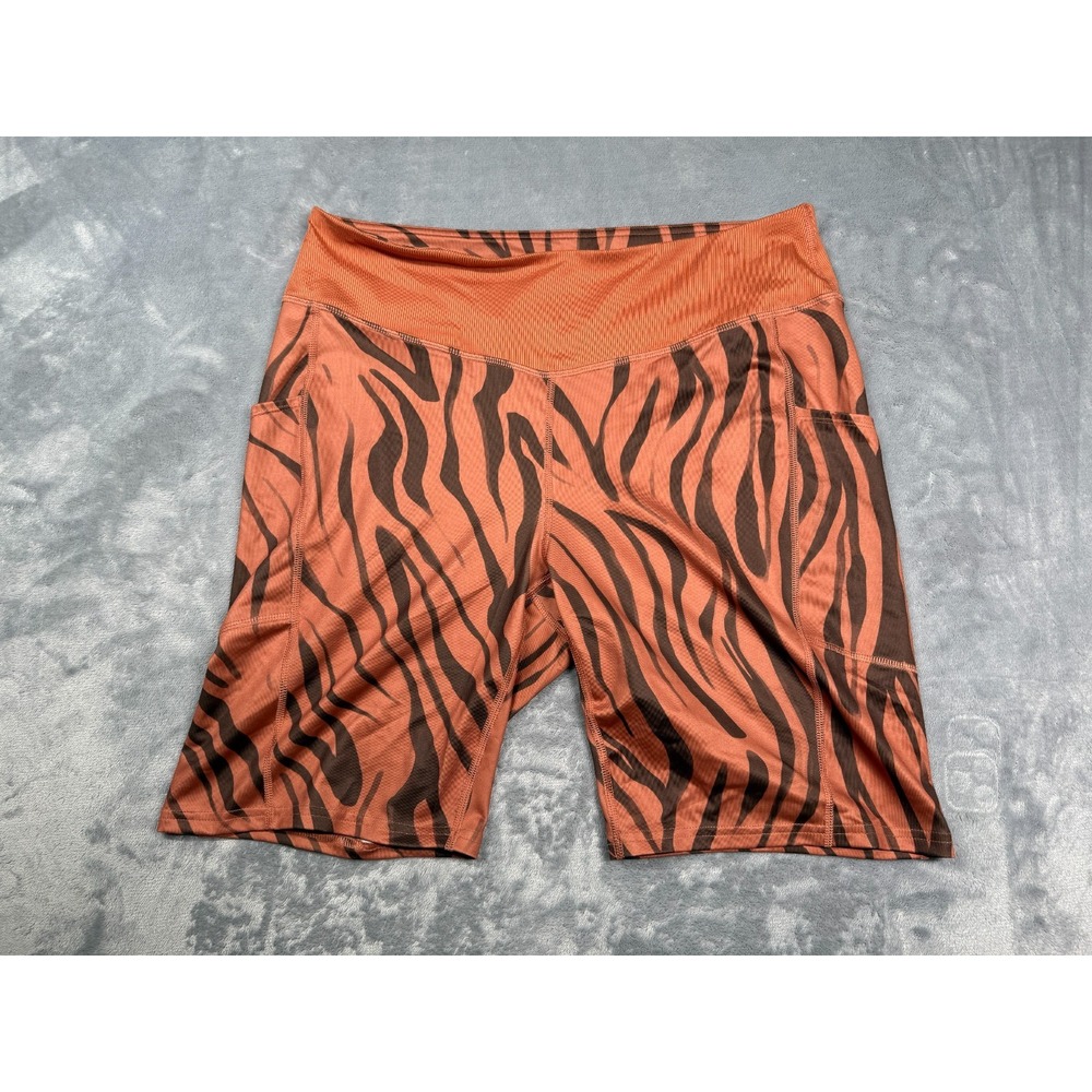 Tek Gear Bike Athletic Shorts Womens 1X Orange Black Zebra Print Workout Gear
